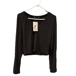 NEW Pretty Garden Black Shirt Top Women's Size Large L Long Sleeve Shirt